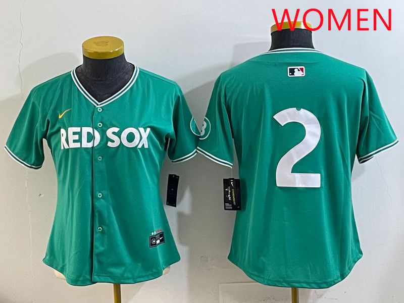 Women Boston Red Sox #2 No Name Green Joint Name Nike 2025 MLB Jersey style 1